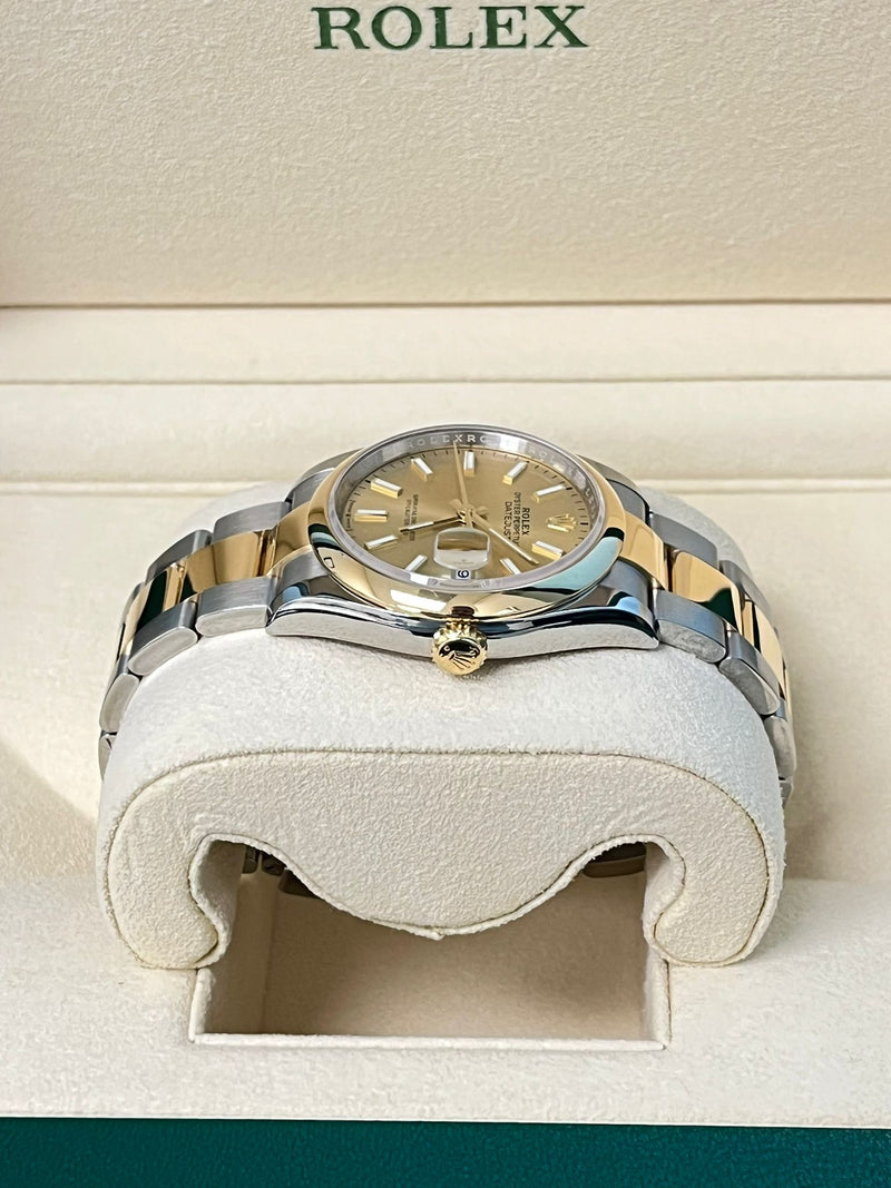 Rolex Datejust 36mm Champagne Dial Two-Tone Yellow Gold Oystersteel Watch 126203