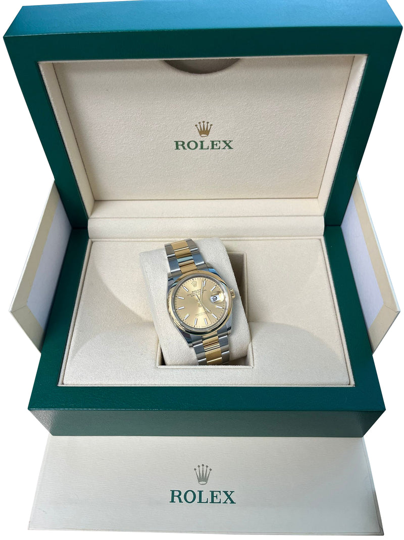 Rolex Datejust 36mm Champagne Dial Two-Tone Yellow Gold Oystersteel Watch 126203