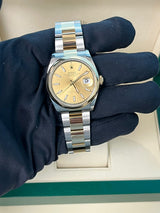 Rolex Datejust 36mm Champagne Dial Two-Tone Yellow Gold Oystersteel Watch 126203