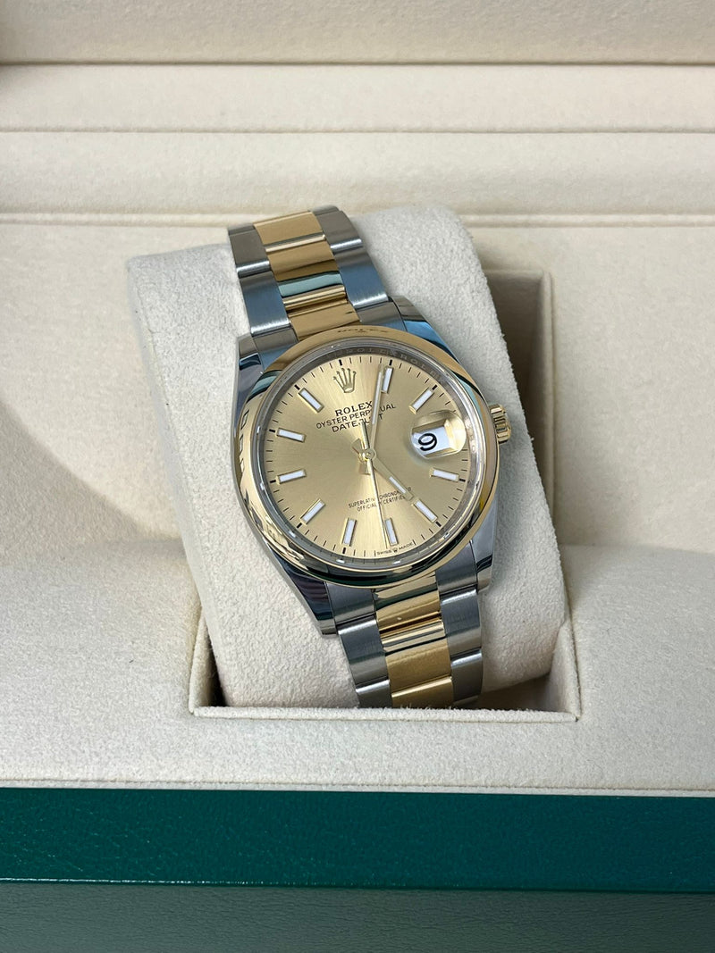 Rolex Datejust 36mm Champagne Dial Two-Tone Yellow Gold Oystersteel Watch 126203