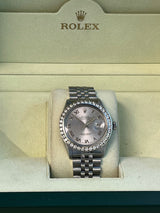Rolex Datejust 36mm Gold Steel Natural 2.5ct Diamond Bezel Jubilee Watch 16014