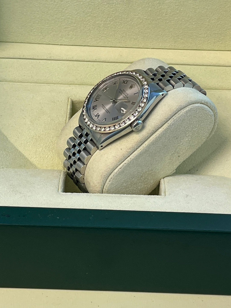 Rolex Datejust 36mm Gold Steel Natural 2.5ct Diamond Bezel Jubilee Watch 16014