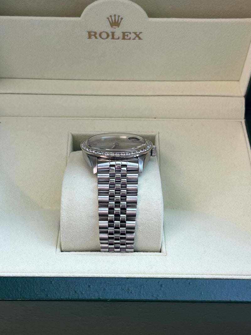 Rolex Datejust 36mm Gold Steel Natural 2.5ct Diamond Bezel Jubilee Watch 16014