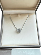 Bulgari Serpenti Viper Necklace 18K White Gold 0.63ct Full Pave Diamond Pendant