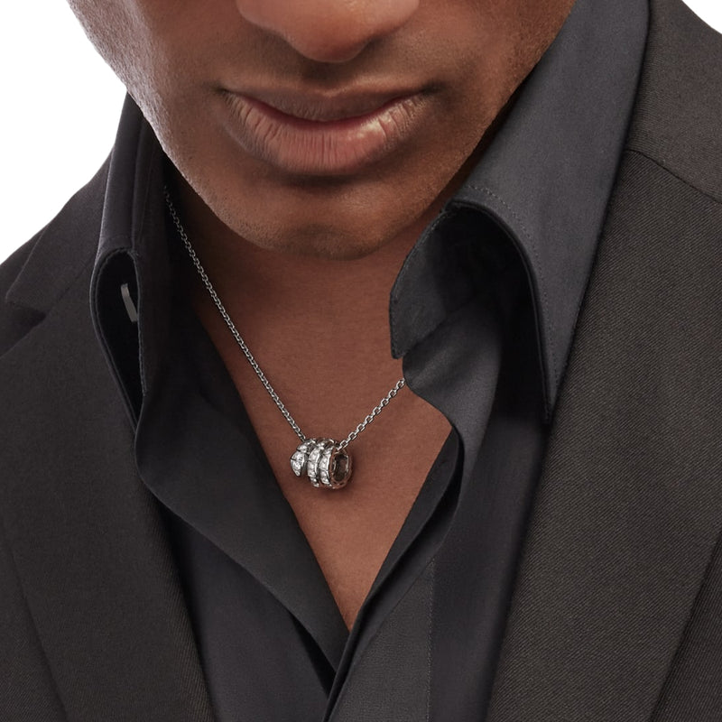 Bulgari Serpenti Viper Necklace 18K White Gold 0.63ct Full Pave Diamond Pendant