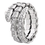 Bulgari Serpenti Viper Two-Coil Ring 1.32ct Full Pave Diamonds 18K White Gold