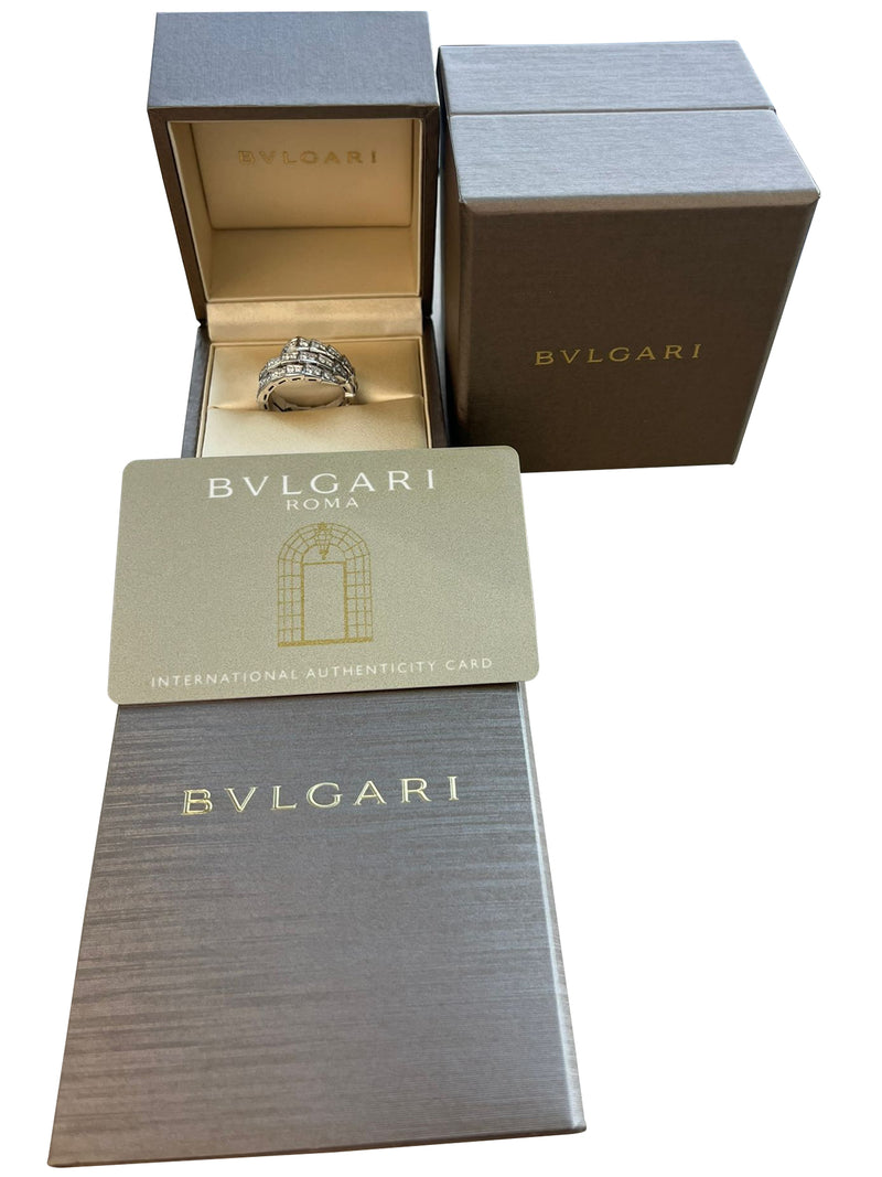 Bulgari Serpenti Viper Two-Coil Ring 1.32ct Full Pave Diamonds 18K White Gold