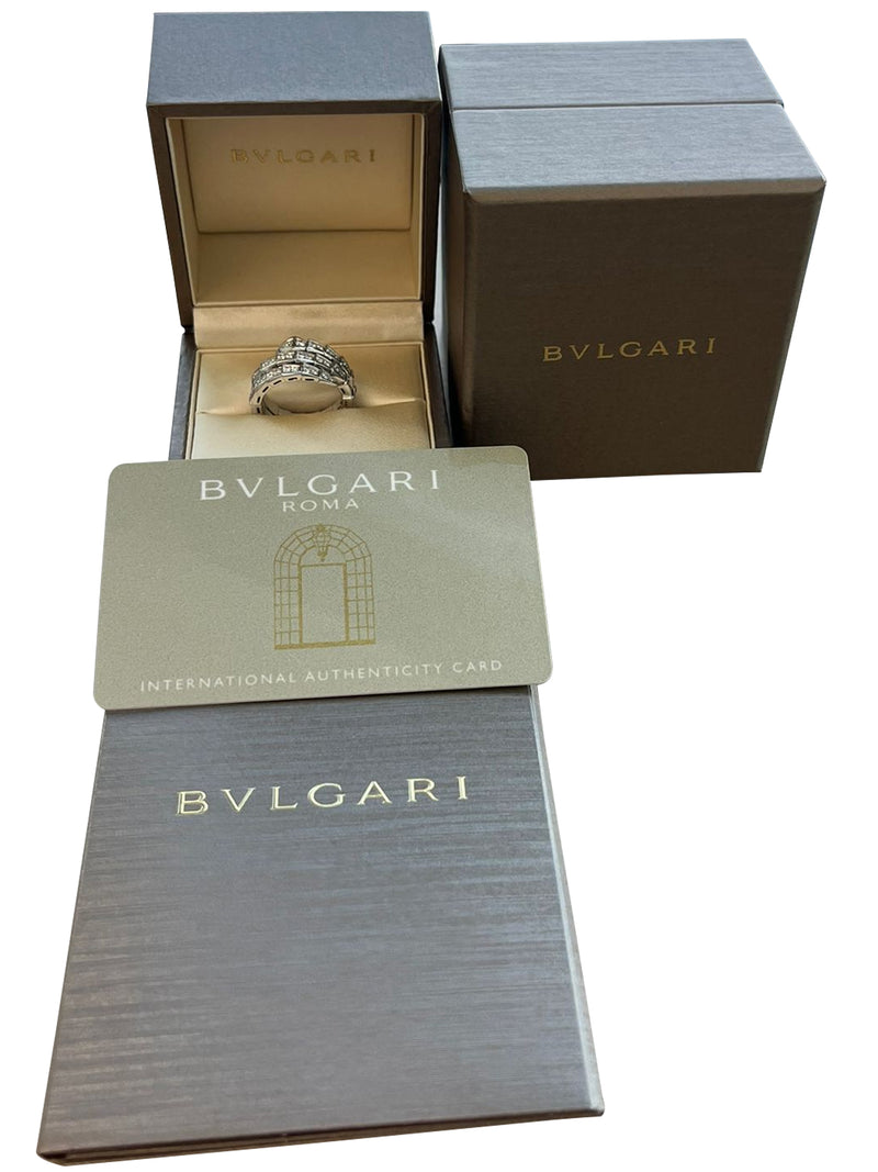 Bulgari Serpenti Viper Two-Coil Ring 1.32ct Full Pave Diamonds 18K White Gold