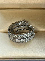 Bulgari Serpenti Viper Two-Coil Ring 1.32ct Full Pave Diamonds 18K White Gold