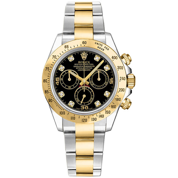 Rolex Cosmograph Daytona Diamond Black Dial Oystersteel Men's Watch 116523
