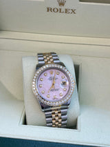 Rolex Datejust 36mm Mother Of Pearl Diamond Dial Bezel Gold Steel Watch 16233