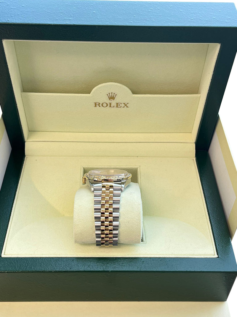 Rolex Datejust 36mm Mother Of Pearl Diamond Dial Bezel Gold Steel Watch 16233