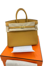 Hermes Birkin 25 Natural Sable Maurice Stamp W Gold Hardware Handbag