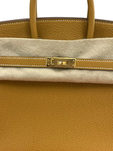 Hermes Birkin 25 Natural Sable Maurice Stamp W Gold Hardware Handbag