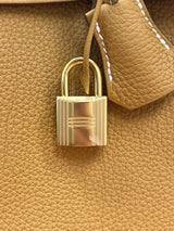 Hermes Birkin 25 Natural Sable Maurice Stamp W Gold Hardware Handbag