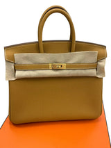 Hermes Birkin 25 Natural Sable Maurice Stamp W Gold Hardware Handbag