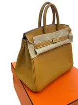 Hermes Birkin 25 Natural Sable Maurice Stamp W Gold Hardware Handbag