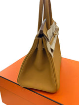 Hermes Birkin 25 Natural Sable Maurice Stamp W Gold Hardware Handbag