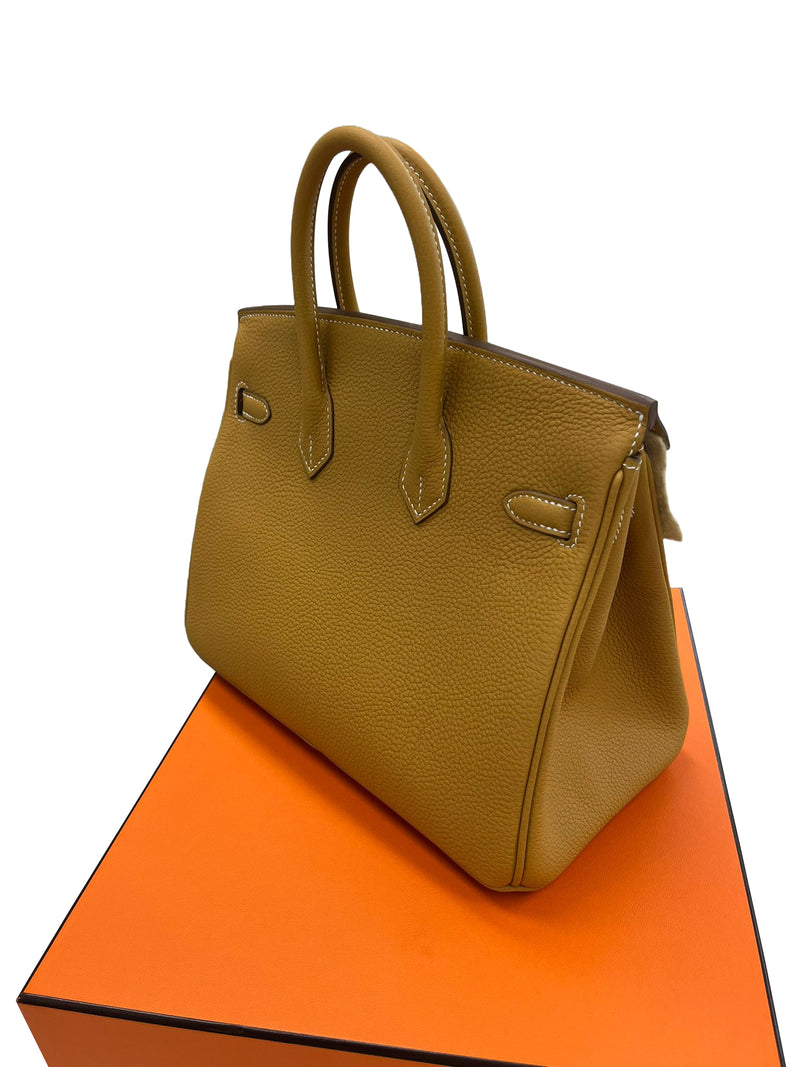 Hermes Birkin 25 Natural Sable Maurice Stamp W Gold Hardware Handbag