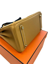 Hermes Birkin 25 Natural Sable Maurice Stamp W Gold Hardware Handbag