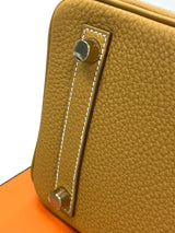 Hermes Birkin 25 Natural Sable Maurice Stamp W Gold Hardware Handbag