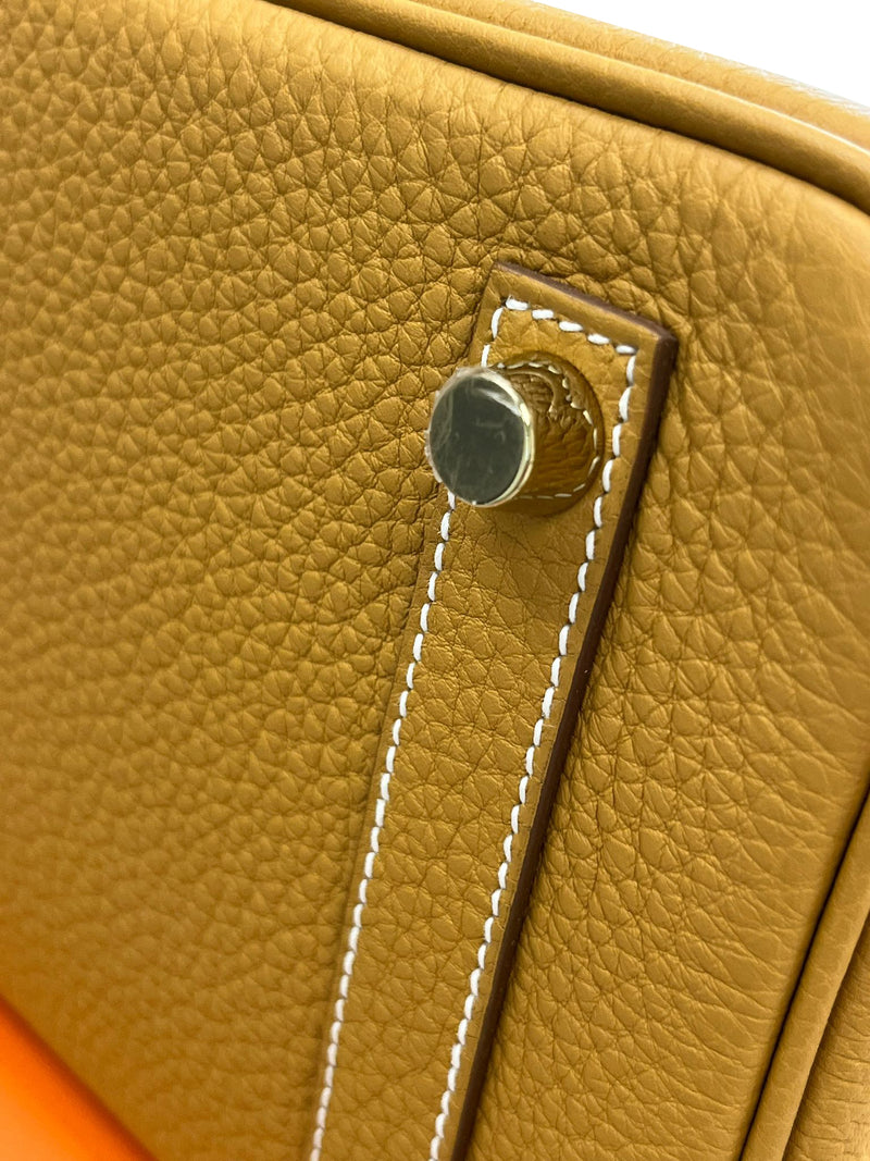 Hermes Birkin 25 Natural Sable Maurice Stamp W Gold Hardware Handbag