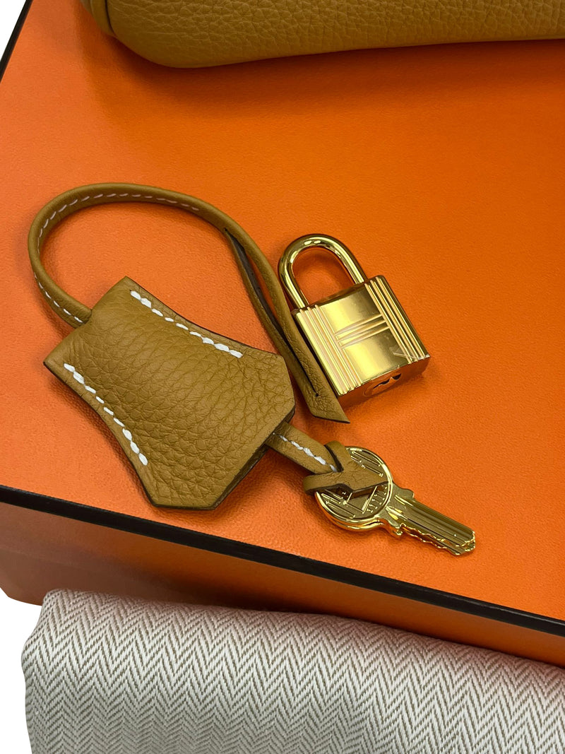 Hermes Birkin 25 Natural Sable Maurice Stamp W Gold Hardware Handbag