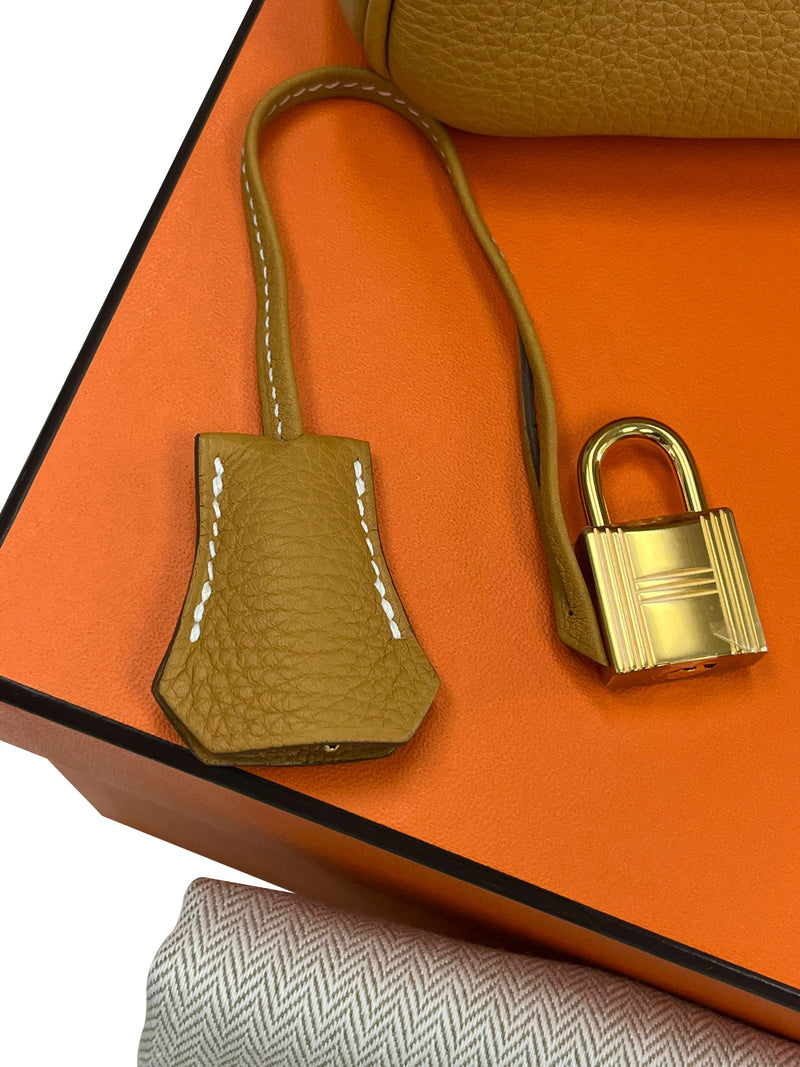Hermes Birkin 25 Natural Sable Maurice Stamp W Gold Hardware Handbag
