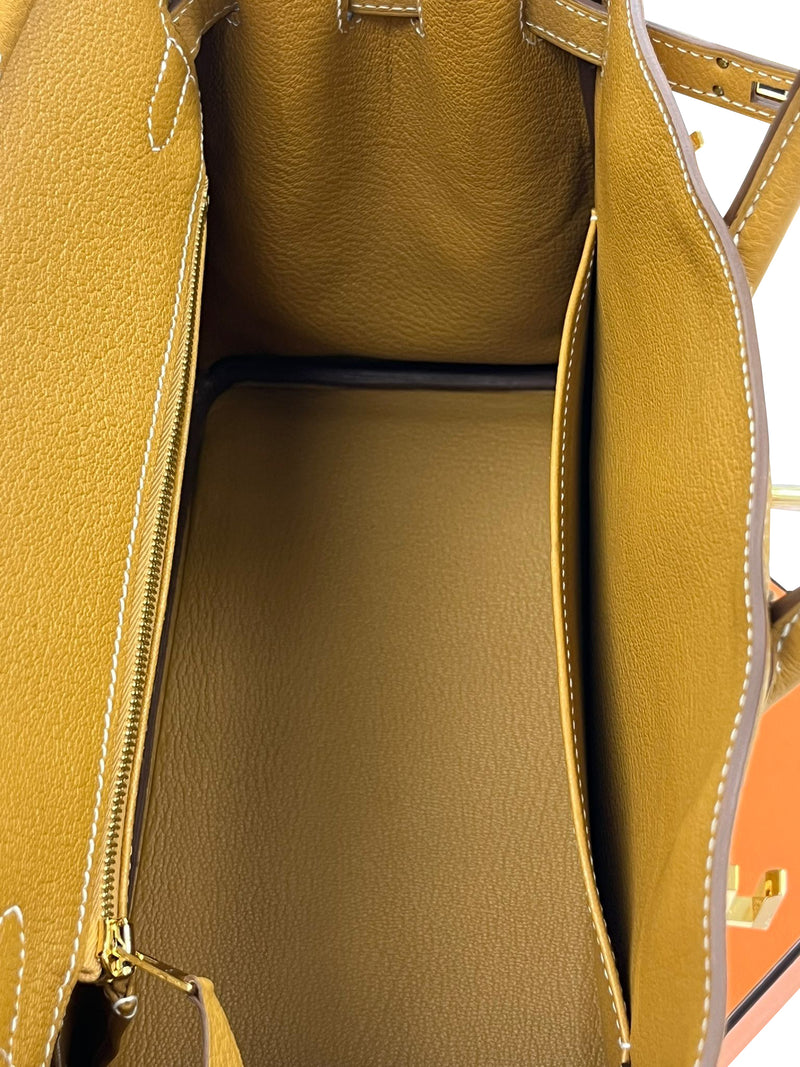 Hermes Birkin 25 Natural Sable Maurice Stamp W Gold Hardware Handbag