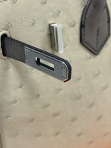 Hermes Birkin 25 Touch 3 Ostrich Calfskin Parchemin Palladium Hardware Handbag