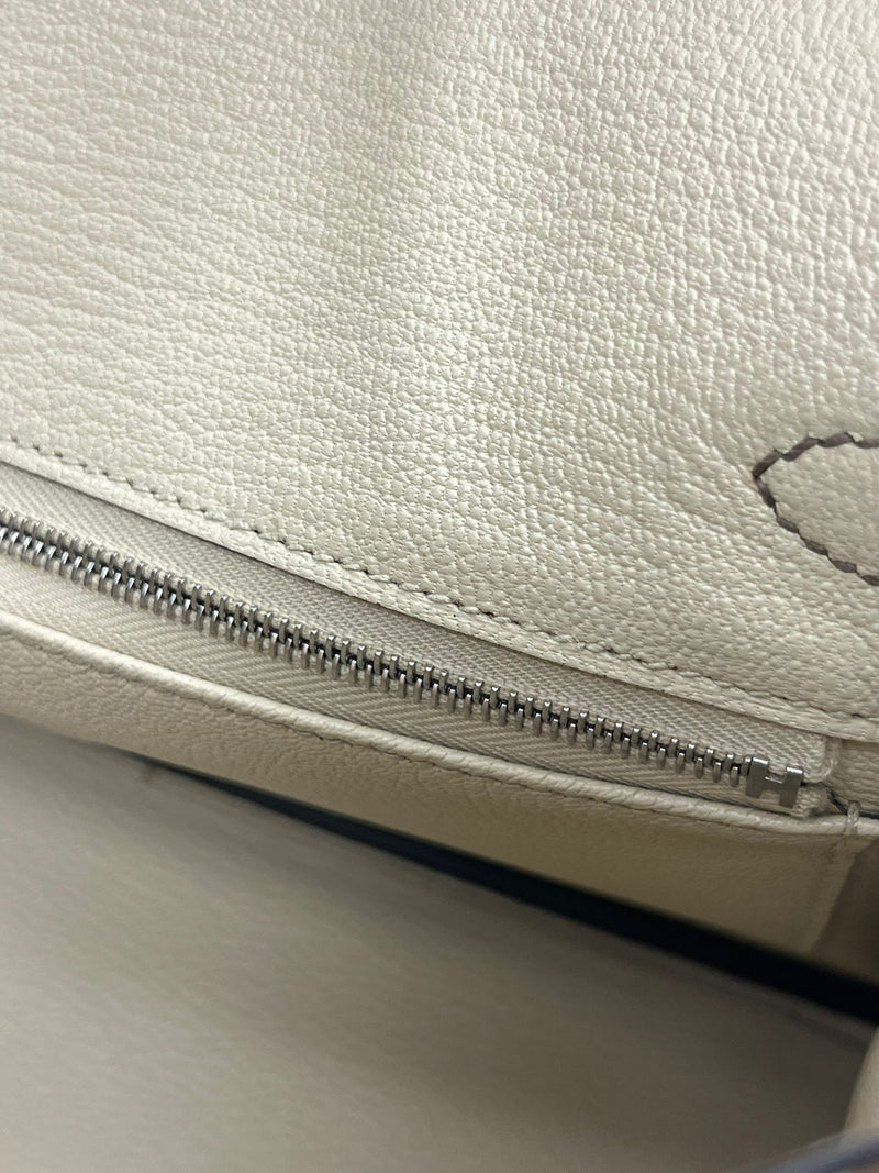 Hermes Birkin 25 Touch 3 Ostrich Calfskin Parchemin Palladium Hardware Handbag