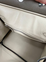 Hermes Birkin 25 Touch 3 Ostrich Calfskin Parchemin Palladium Hardware Handbag