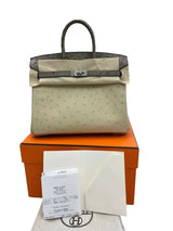 Hermes Birkin 25 Touch 3 Ostrich Calfskin Parchemin Palladium Hardware Handbag