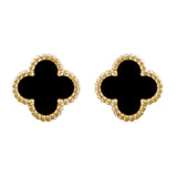 Van Cleef & Arpels Sweet Alhambra Onyx Earstuds Large Model 18K Yellow Gold
