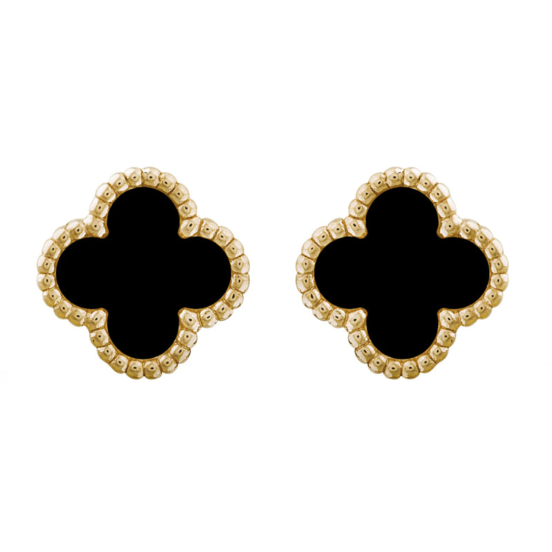 Van Cleef & Arpels Sweet Alhambra Onyx Earstuds Large Model 18K Yellow Gold
