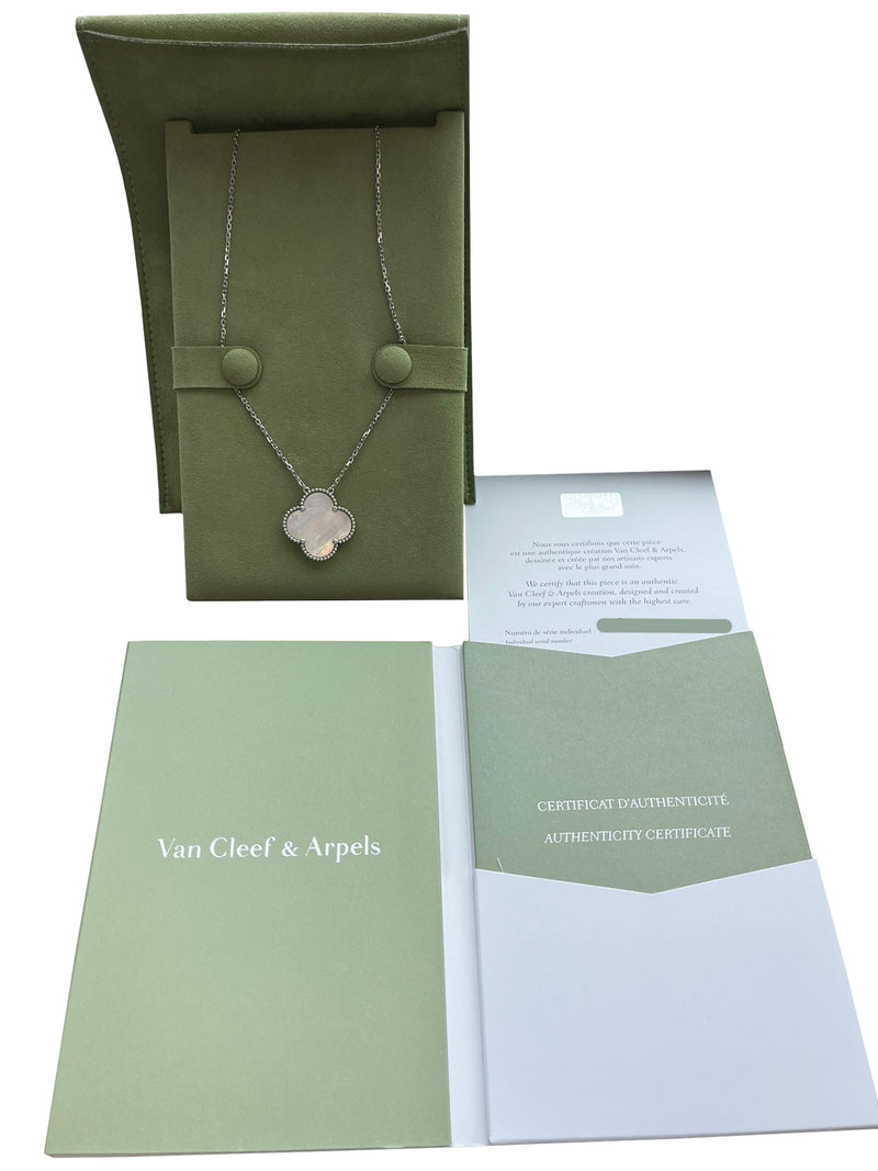 Van Cleef & Arpels Magic Alhambra Mother Of Pearl Small Pendant 18K White Gold