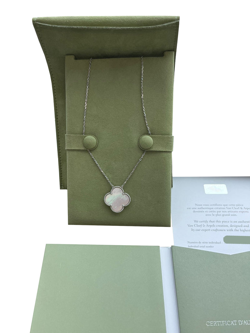 Van Cleef & Arpels Magic Alhambra Mother Of Pearl Small Pendant 18K White Gold