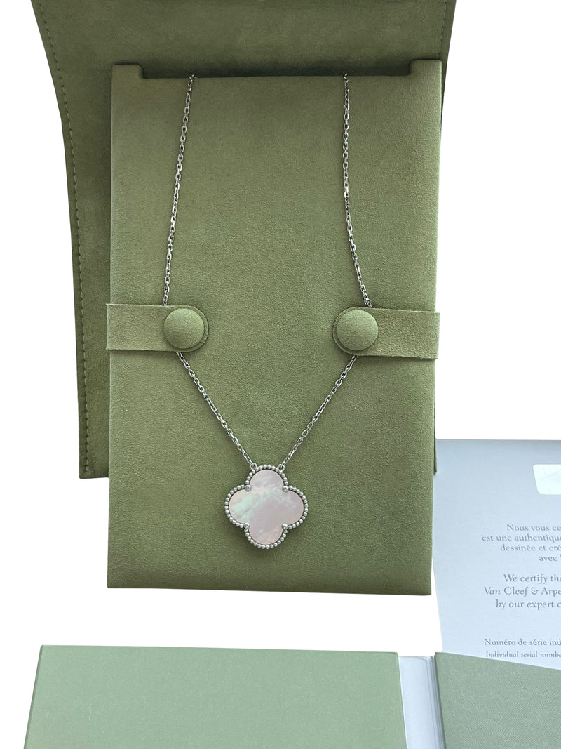 Van Cleef & Arpels Magic Alhambra Mother Of Pearl Small Pendant 18K White Gold