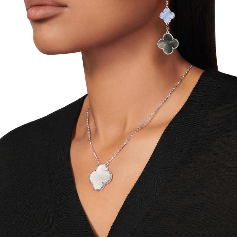 Van Cleef & Arpels Magic Alhambra Mother Of Pearl Small Pendant 18K White Gold
