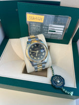Rolex Datejust II 41mm 18K Gold Steel Two-Tone Black Roman Dial Men Watch 116333
