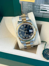 Rolex Datejust II 41mm 18K Gold Steel Two-Tone Black Roman Dial Men Watch 116333