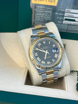 Rolex Datejust II 41mm 18K Gold Steel Two-Tone Black Roman Dial Men Watch 116333