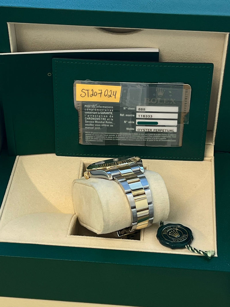 Rolex Datejust II 41mm 18K Gold Steel Two-Tone Black Roman Dial Men Watch 116333