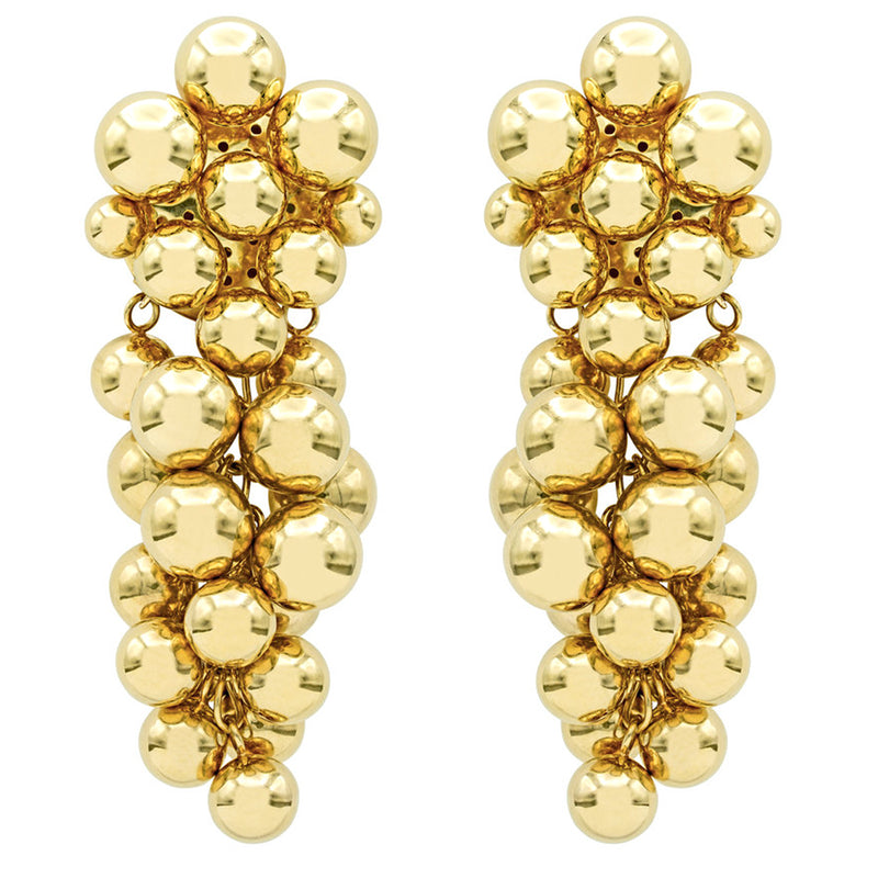 Irene Lummertz Gold Grape Earrings 18K Yellow Gold Spheres Cluster Design