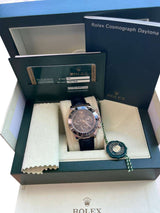 Rolex Daytona Cosmograph Ceramic Bezel Crocodile Strap Rose Gold Watch 116515LN
