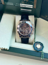 Rolex Daytona Cosmograph Ceramic Bezel Crocodile Strap Rose Gold Watch 116515LN