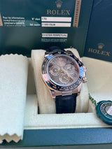 Rolex Daytona Cosmograph Ceramic Bezel Crocodile Strap Rose Gold Watch 116515LN