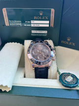 Rolex Daytona Cosmograph Ceramic Bezel Crocodile Strap Rose Gold Watch 116515LN