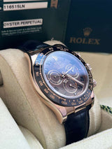 Rolex Daytona Cosmograph Ceramic Bezel Crocodile Strap Rose Gold Watch 116515LN
