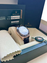 Rolex Daytona Cosmograph Ceramic Bezel Crocodile Strap Rose Gold Watch 116515LN